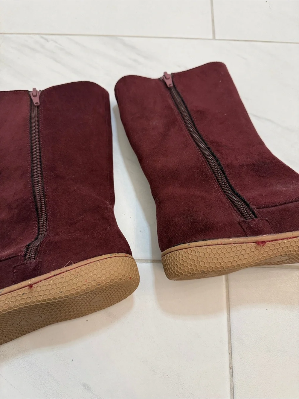 Livie & Luca Burgundy Suede Bow-Accent Kids Boots
